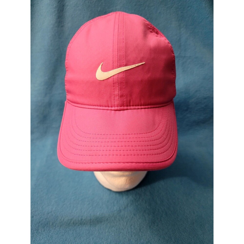 Nike Hat Cap Womens Strapback Pink Featherlight Run Pickleball Tennis Aerobill